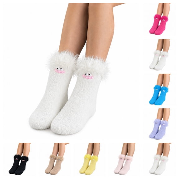 SAWOBUUN Funny Socks for Women Girls Coral Fuzzy Novelty Cute Cozy Soft Crazy Socks