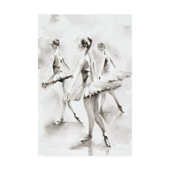 Trademark Fine Art 'Three Ballerinas Black and White' Canvas Art by Aimee Del Valle