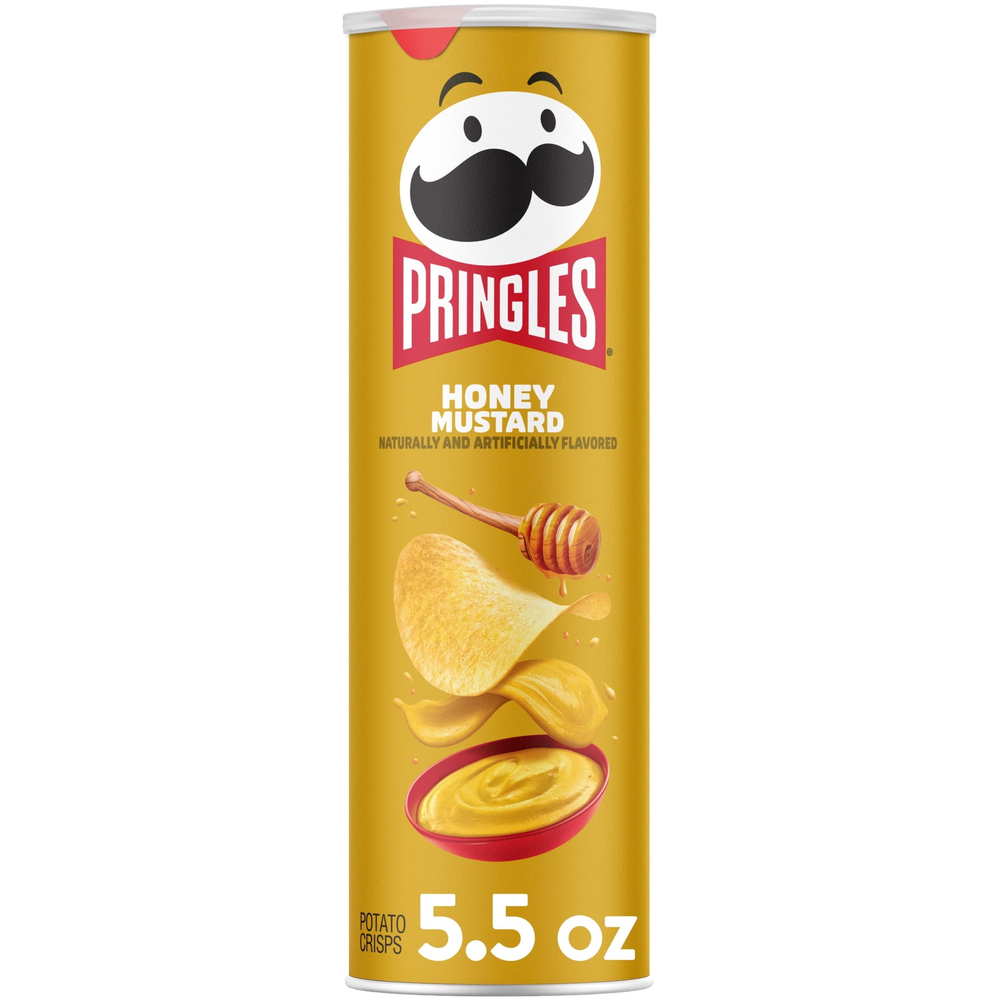 Pringles Honey Mustard Potato Crisps Chips, Lunch Snacks, 5.5 oz Canister