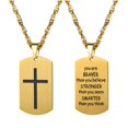 thumbnail image 1 of Collar PROSTEEL con forma de cruz y etiqueta de perro para hombres y niños con colgante de oro de acero inoxidable, 1 of 8