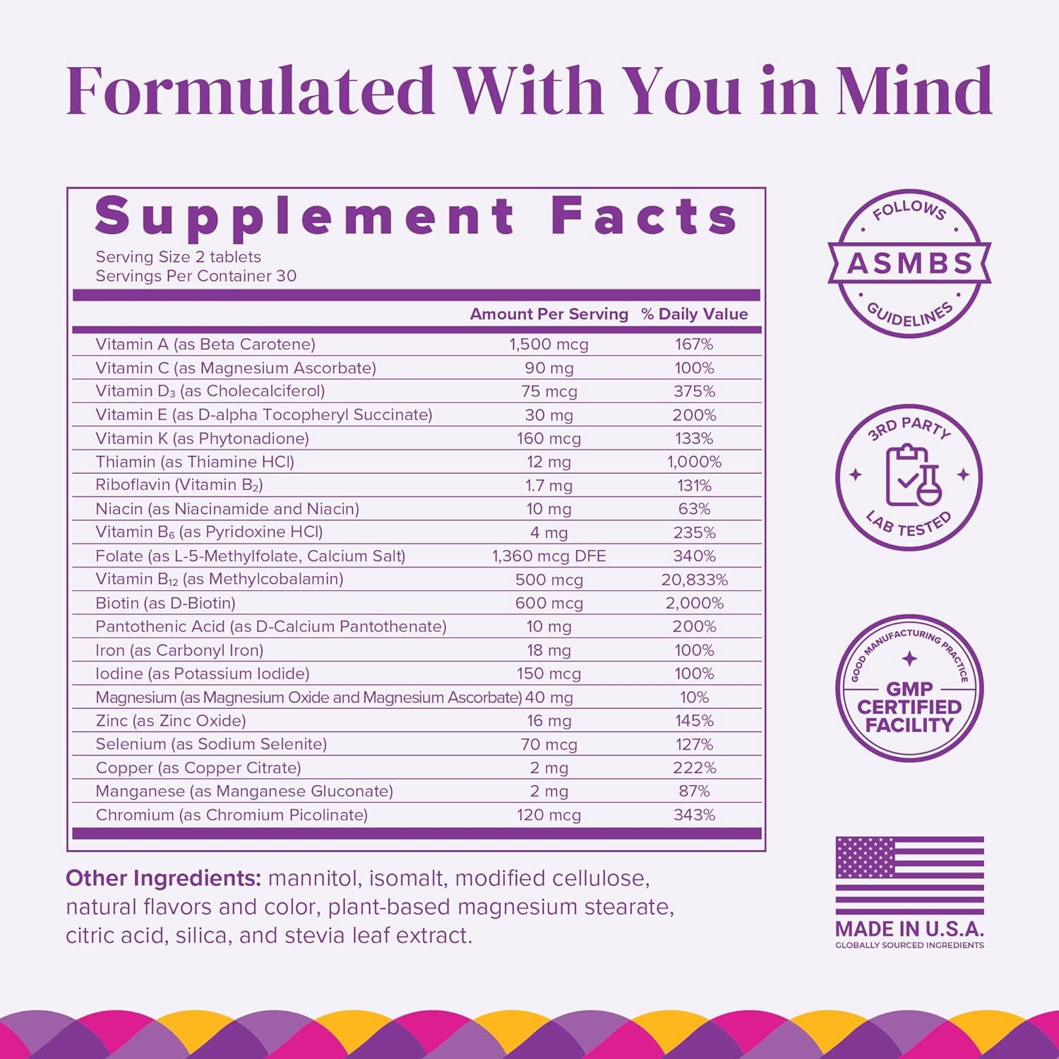 BariMelts Bariatric Multivitamin with Iron for Post-Weight Loss Surgery (WLS) - Natural Fruit Flavor, 60 Count