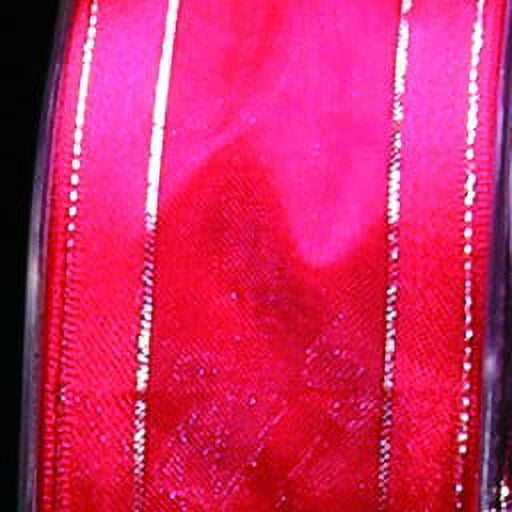 The Ribbon People Red and Gold Organdy Gold Georgette Wired Edge Craft Ribbon 1.5" x 27 yards