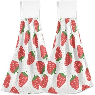 Hanging Kitchen Dish Tea Towel Set 2 Strawberry Country Kitchen Towels