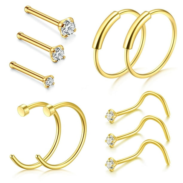 D.Bella D.Bella Nose Ring Hoop, 22G 8mm Nose Rings Studs Piercings