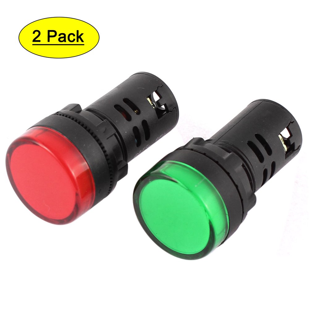 220V Red Green Circuit Indicator Pilot Signal Light Lamp 2Pcs Walmart
