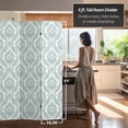 thumbnail image 5 of Red Lantern 6 ft Tall Ivory Damask Canvas Room Divider with Spruce Wood Frame, 5 of 7