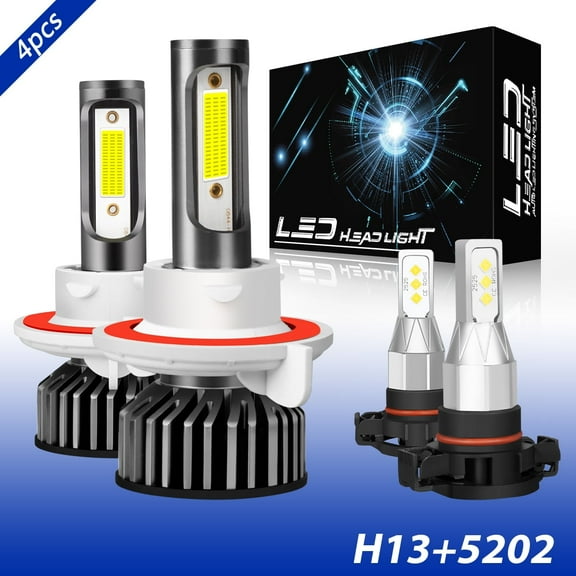 For 2007 2008 GMC Yukon XL LED Headlight H13/9008 High Low Beam 5202 Fog Light Bulbs Combo Kit