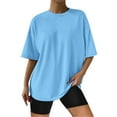 thumbnail image 4 of Gvdentm Women's Plus Size T Shirts Oversized Tees Summer Short Sleeve Crew Neck Loose Tunic Tops(Sky Blue,XL), 4 of 7