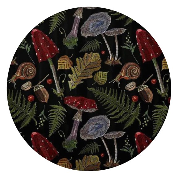 Mushroom Round Tablecloth Waterproof Oxford Fabric Elastic Hem Fits 45–52”, Perfect for Everyday Dining, Parties, and Garden Decor