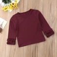 thumbnail image 5 of Faithtur Toddler Baby Girl Long Sleeve T-shirt Crew Neck Cotton Ruffles Solid Color Tops for Spring and Autumn, 5 of 9