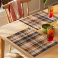 thumbnail image 4 of Orange Blue Checkered Placemats Set of 2 Fall Farmhouse Buffalo Plaid Place Mats Indoor Wipeable Table Mats Washable Cloth Dining Table Placemats for Kitchen Holiday Party Home Decor 13x19 Inch, 4 of 9