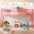 thumbnail image 3 of Zimtown Twin Size Loft Bed with Stairs Wood Low Sturdy Loft Bed for Bedroom, Pink, 3 of 10