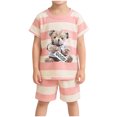 thumbnail image 2 of ITSAME Toddler Boys Girls Outfit 2-Piece Knit Cotton Short Sleeve Top and Shorts Kids Comfy Casual Set Pink Size 3T, 2 of 8