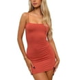 thumbnail image 5 of Women Sexy Spaghetti Strap Short Mini Dress Basic Square Neck Bodycon Party Club Slim Fit Tank Dress, 5 of 7