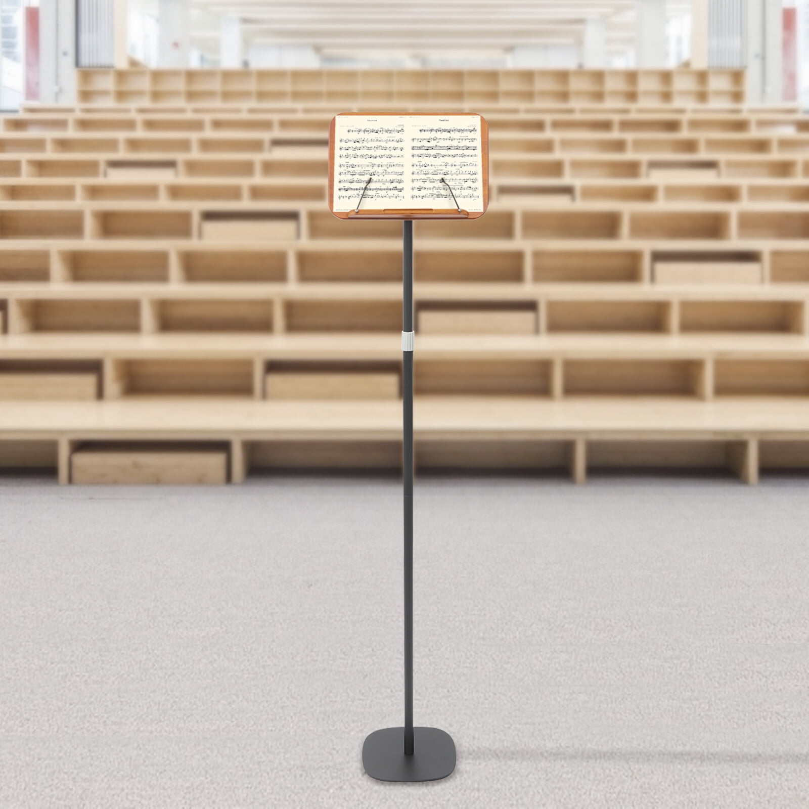 ToppiJoy Adjustable Floor Book Stand for Reading, Book Holder Stand Music Stand with Wooden Pad and Page Paper Clip (31.5-66.9in)