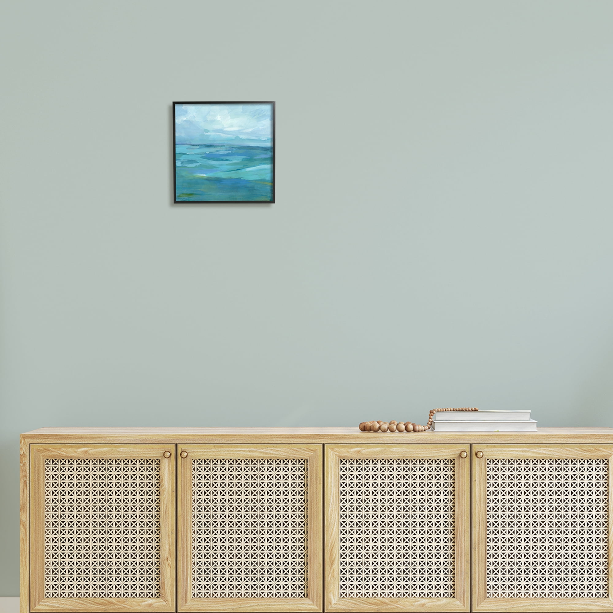 Stupell Flowing Ocean Tide Abstract Landscape Painting Black Framed Art Print Wall Art