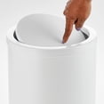 thumbnail image 4 of mDesign Small Round Metal 4.8 Gallon Covered Bathroom Swing Lid Trash Can, White, 4 of 7
