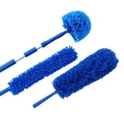 U.S. Duster Company Triple Action Microfiber Dusting Kit with 18-20 feet Aluminum Telescopic Extension Pole - Webster Cobweb Duster, Cathedral Ceiling Fan Duster, Plus Chenille Duster