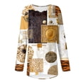 thumbnail image 5 of Women's Fashionable Casual Long-Sleeved Retro Print V-Neck Mid-Length Top, 5 of 5