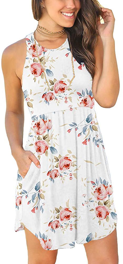 2021 New Women's Summer Sleeveless Sasual Dress Swing Elastic Sun Skirt  With Pocket - Walmart.com