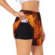thumbnail image 1 of Balery Fiery Orange Flames Energy Pantalones cortos deportivos para mujer con forro y dos bolsillos, elásticos, para entrenamiento, gimnasio, yoga-Large, 1 of 7