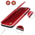 thumbnail image 5 of iPhone Xs/iPhone X Luxury PU Leather Wallet Case with Card Holder,2 Magnetic Clasp,Card Cash Slots,Stand Function Flip Wrist Lanyard Strap Back Case for iPhone X/iPhone Xs 5.8",Red, 5 of 17