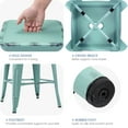 thumbnail image 3 of Stackable Bar Stools Set of 2, 24 Inch Metal Counter Height Stools for Indoor Outdoor Kitchen Patio Classroom Garden, Industrial Barstools (Distressed Mint Green), 3 of 8