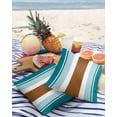 thumbnail image 3 of Pack of 2 Outdoor Pillow Covers, Boho Brown and Blue Striped Tribal Farmhouse Style Waterproof Square Throw Pillowcase Cushion Decorative Pillow Covers for Couch Patio Tent, 18x18 in, 3 of 6