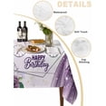 thumbnail image 2 of Happy Birthday Table Cloth, Waterproof Tablecloth for Rectangle Tables, Purple Luxury Dress Crown Carriage Flowers Reusable Washable Fabric Table Cover for Restaurant Kitchen Dining Tables 52"x70", 2 of 9