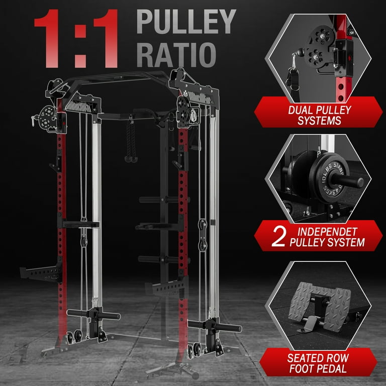 Mikolo Power Rack Cage, Squat Rack with Pulley System, Lat Pull - Main Image