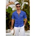 thumbnail image 2 of COOFANDY Men's Short Sleeve Knit Shirts 2025 Vintage Button Down Polo Shirt Casual Beach Tops, 2 of 6