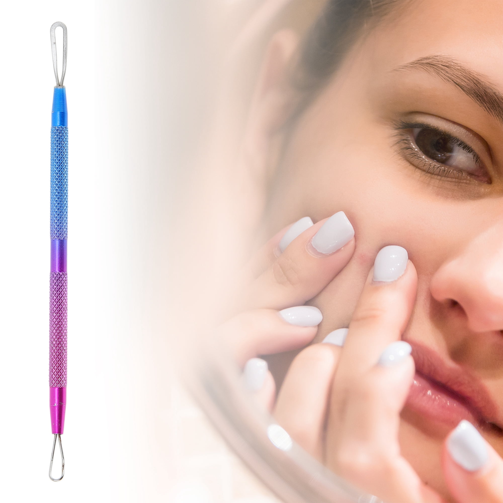 Unique Bargains 1pc Durable Squeeze Pimple Extractor Tool for Clear Skin Blue Purple