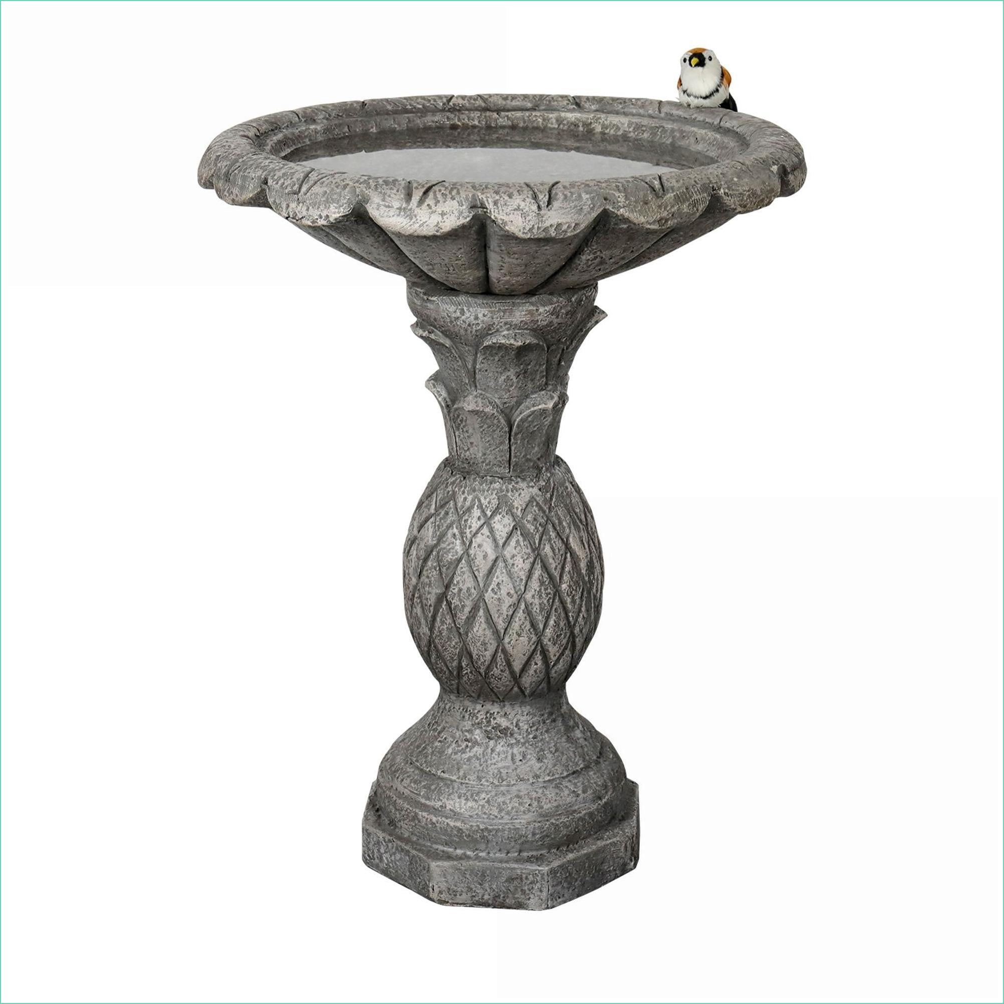 Bird Baths | Modern 24.8" H Outdoor Garden Patio Backyard Bird Bath | Concrete Cement | Pedestal