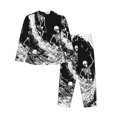 thumbnail image 2 of Uemuo Skeleton Wave Artwork Pattern Womens Pajama Sets,PJ Set for Women,Pajamas for Women Logo,Long Sleeve Pajama Set for Women,Soft Long Sleeve Top With Pants-Large, 2 of 9