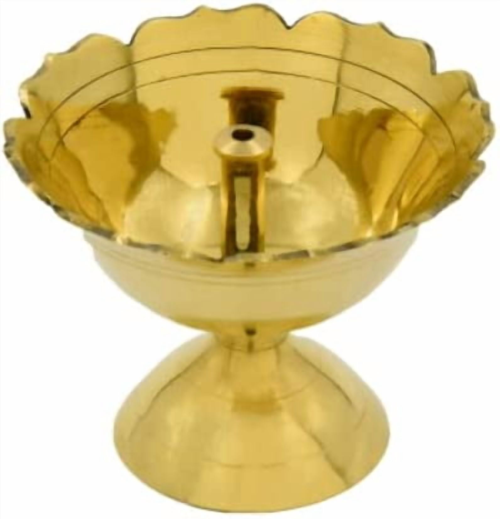 Brass Round Traditional Design Detachable Oil Lamp/Diya/Deep/Dhoop For Pooja (Approx. Dia. 6 Cm, Set of 5) Akhand Diya