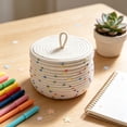 thumbnail image 6 of Virelaxpo Foldable Storage Basket with Lid Cotton Rope Handles Polka Dot Pattern for Closet Shelves Blanket Clothing Home Organization, 6 of 6