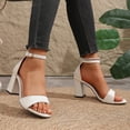 thumbnail image 2 of Women's Heeled Sandals Chunky Heel Ankle Buckle Strap Open Toe Wedding Pumps Fashion Pointed Toe Dress Shoes White Size 6, 2 of 9