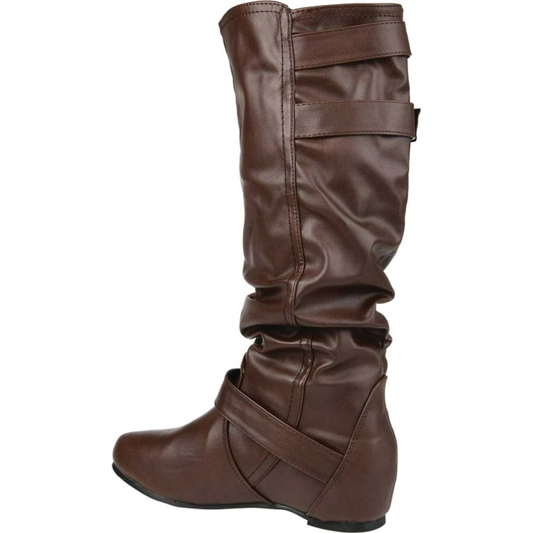 Women s Journee Collection Tiffany Knee High Slouch Boot Brown Faux Leather 8.5 M Walmart