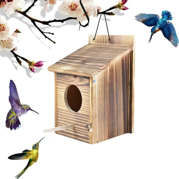 Wooden Bird House, Birdhouse for Outside, Garden Patio Decorative Nest Box Bird Houses for Wren Swallow Sparrow Hummingbird Finch Throstle
