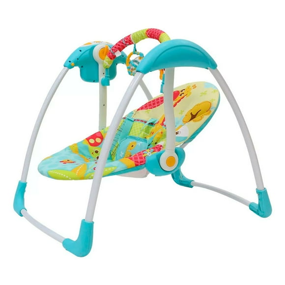 SILLA MECEDORA PARA BEBE IMPORTACIÓN COLUMPIO PORTÁTIL LEÓN AZUL