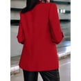 thumbnail image 2 of Womens Long Sleeve Blazer Business Casual Open Front Work Office Suit Jackets Red L, 2 of 4