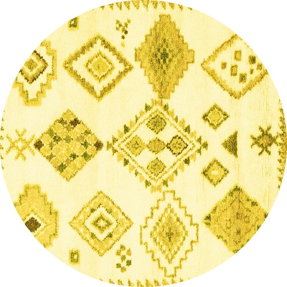 Ahgly Company Indoor Round Solid Yellow Modern Area Rugs, 8' Round