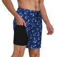thumbnail image 3 of Haiem Nautical Anchors Mens Swim Trunks with Compression Liner 2 in 1 Swimming Shorts Stretch Swimwear Quick Dry,Board Shorts-3X-Large, 3 of 9