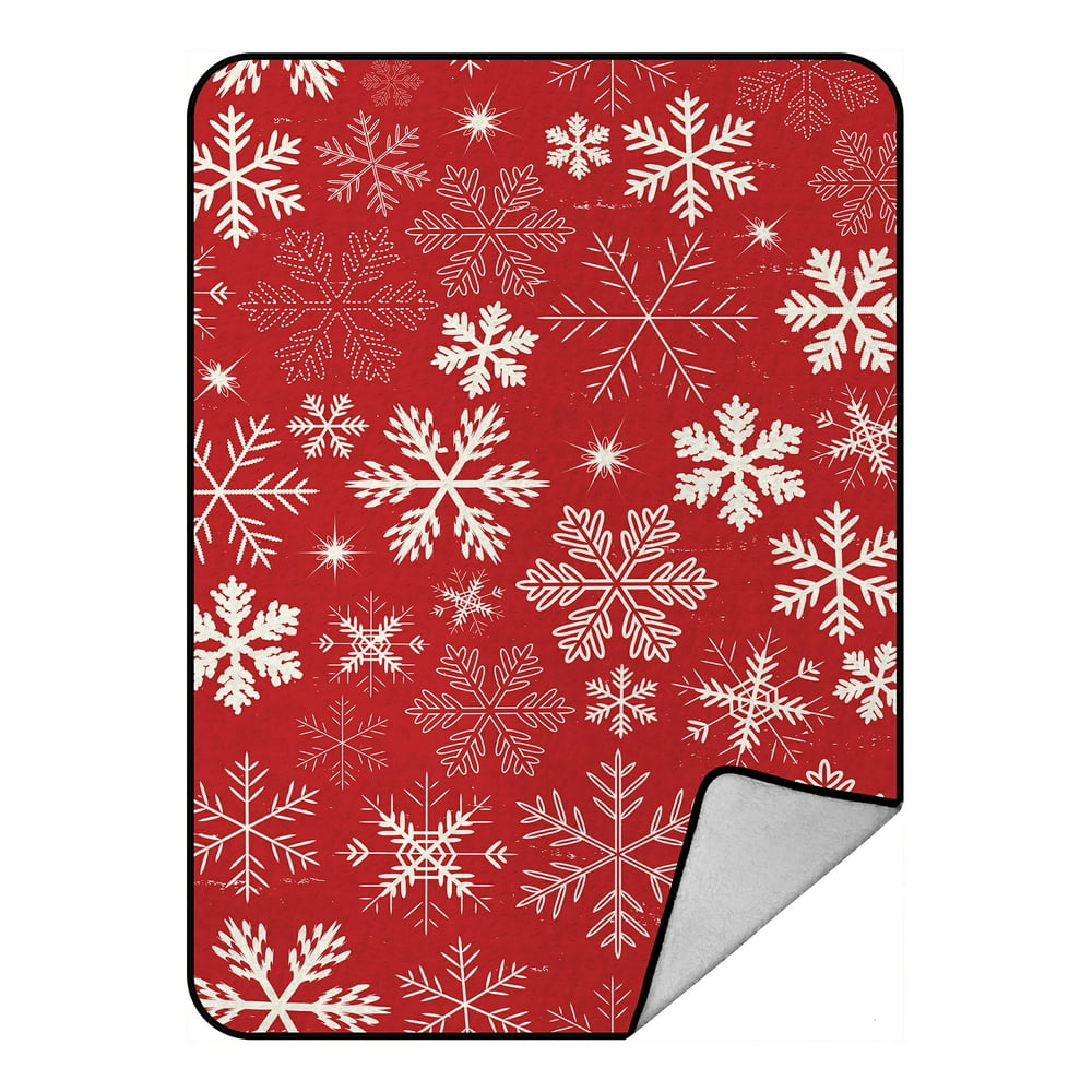 ECZJNT Christmas Holidays white winter snowflakes Throw Blanket Fleece