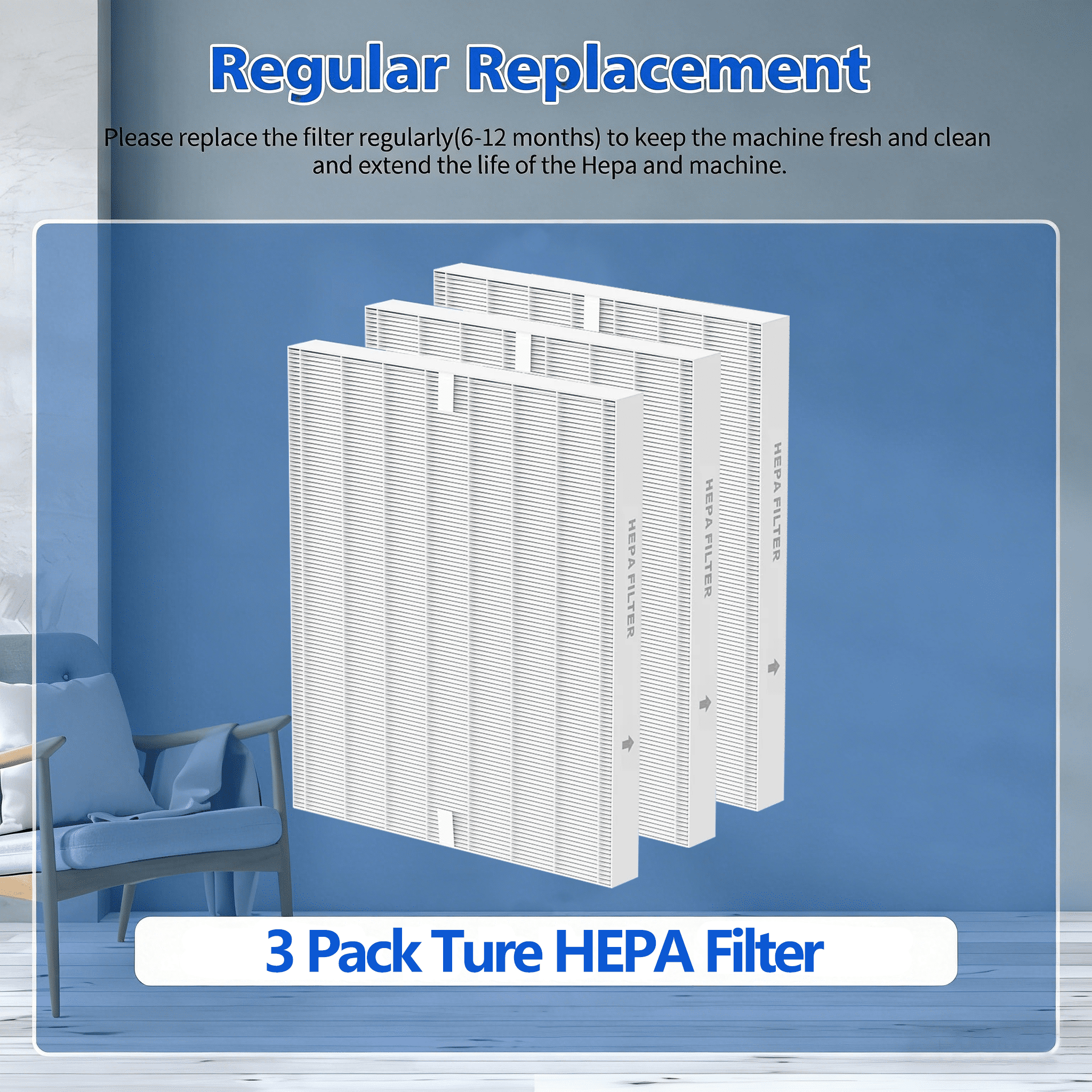 3 Pack AP-1512HH True HEPA Replacement filter Compatible with Coway Airmega AP-1512HH Air Purifier and Airmega 200M Air Purifier, AP-1512HH, AP-1512HH-FP, AP-1518R, AP-1519P, Item NO #3304899