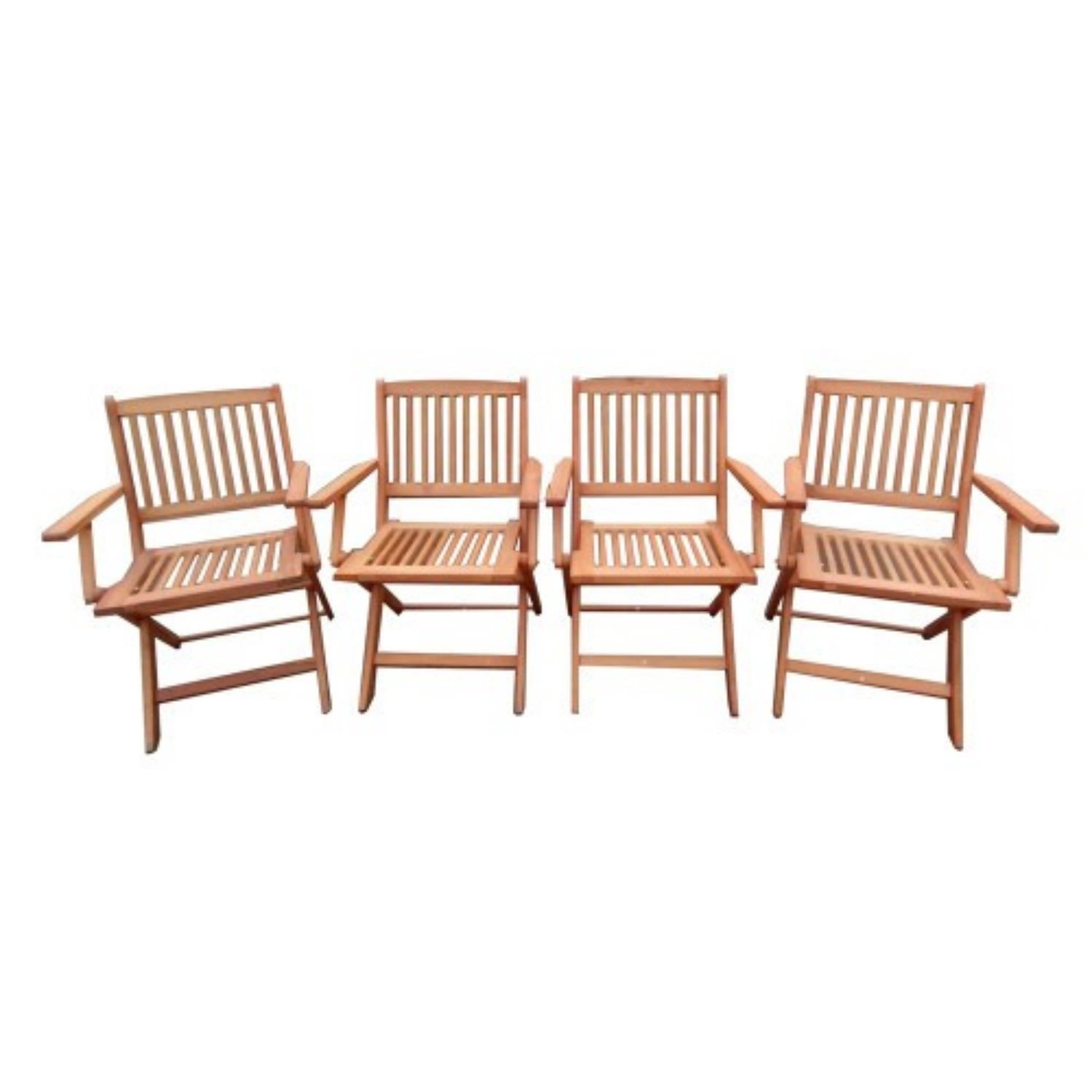 Folding Chairs Set of 4, Solid Wood Folding Chairs with Slatted Seat, Portable Event Chairs for Dining Room, Kitchen, Wedding & Party, Brown