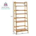 thumbnail image 4 of Giantex 4-Tier Bamboo Ladder Shelf, Wodden Bookshelf w/Fence Protection, Multifunctional Freestanding Plant Flower Display Stand, 4 of 10