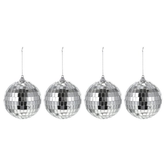 OUNONA  4 Pcs Stage Mirror Balls & Accessories Party Decorations Disco Child Silver