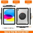 thumbnail image 3 of for iPad 10th Gen 2022 / iPad (A16) 11th Gen 2025 Case, TPU Hybrid Shockproof Protective PC Clear Back Case Cover with Pencil Holder / 360° Swivel Stand / Shoulder Strap for Kids - Black, 3 of 15