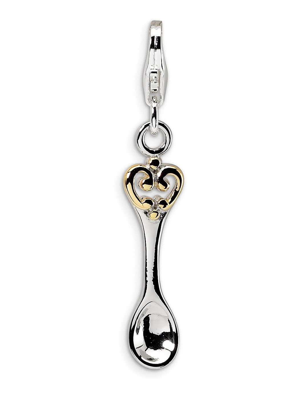 Amore La Vita Collection Sterling Silver w/ 14k Gold Accent 3-D Antiqued Moon w/ Lobster Clasp Charm